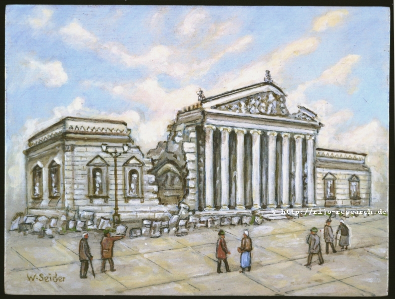 Die Ruine der Glyptothek auf dem Knigsplatz