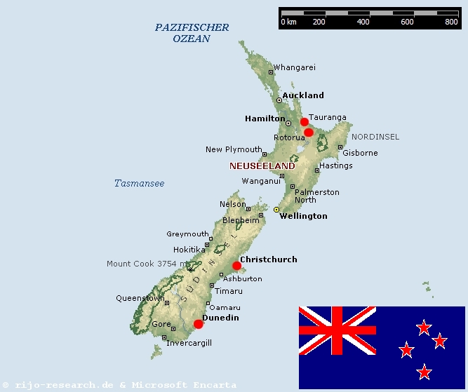Karte von Neuseeland